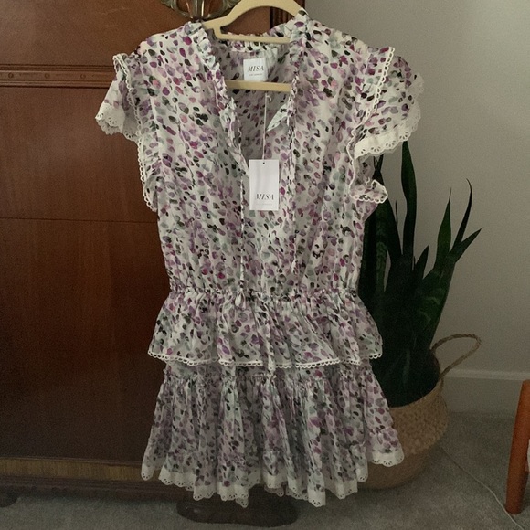NWT MISA Los Angeles Lilian Dress Lavender Dot | US Large - Picture 4 of 8